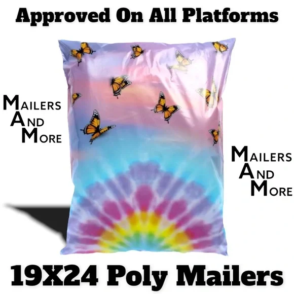 10 19X24 Poly Mailers Butterfly Rainbow Tye Dye Shipping Envelopes PRICE IS FIRM - Picture 5 of 5